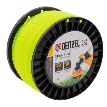 Леска для триммера витой квадрат, 3,0мм х 163м, на DIN катушке FLEX CORD// Denzel 96802 купить в Уфе
