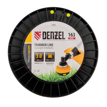 Леска для триммера витой квадрат, 3,0мм х 163м, на DIN катушке FLEX CORD// Denzel 96802 купить в Уфе