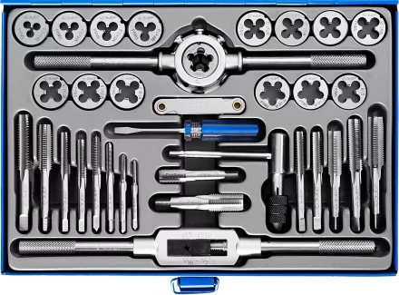 Набор метчиков и плашек ЗУБР "ПРОФЕССИОНАЛ", сталь Р6М5, 35 предметов 28110-H35 купить в Уфе