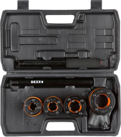 Набор DEXX: Клуппы трубные, с трещоткой 620мм, №4: 1/2&quot;, 3/4&quot;, 1&quot;, 1 1/4&quot; 28280-H4 купить в Уфе