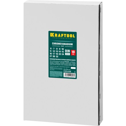 Наборы ключей комбинированных KRAFTOOL, Cr-V, DIN 3110, в EVA-ложементе 27079-H18E купить в Уфе