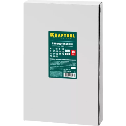 Наборы ключей комбинированных KRAFTOOL, Cr-V, DIN 3110, в EVA-ложементе 27079-H18E купить в Уфе