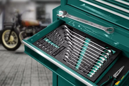 Наборы ключей комбинированных KRAFTOOL, Cr-V, DIN 3110, в EVA-ложементе 27079-H18E купить в Уфе