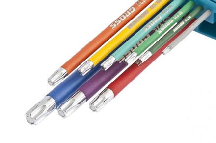 Набор ключей имбусовых TORX-TT T10-T50 магнит S2 экстра-длинные хром/краска 9 шт Gross 16402 купить в Уфе
