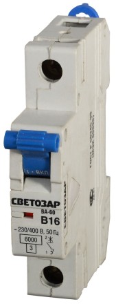 Выключатель автоматический СВЕТОЗАР 1-полюсный, 63 A, &quot;B&quot;, откл. сп. 6 кА, 230 / 400 В SV-49051-63-B купить в Уфе