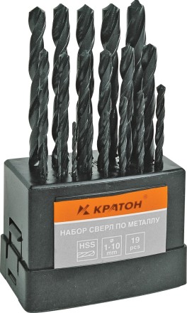 Набор сверл по мет 1,0-10,0 мм 19 шт Кратон 1 05 01 006 купить в Уфе