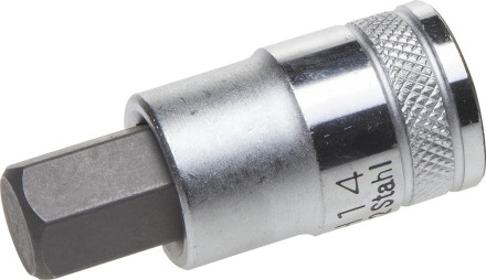 Торцовая бита-головка KRAFTOOL &quot;INDUSTRIE QUALITAT&quot;, материал S2, HEX, сатинированная, 1/2&quot;, H14 27908-14_z01 купить в Уфе