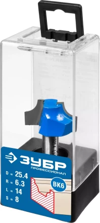 ЗУБР 25.4 x 14 мм, радиус 6.3 мм, фреза пазовая фасонная №1, Профессионал (28740-25.4) купить в Уфе
