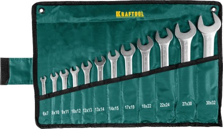 Набор рожковых гаечных ключей 12 шт, 6 - 32 мм, KRAFTOOL 27033-H12 купить в Уфе
