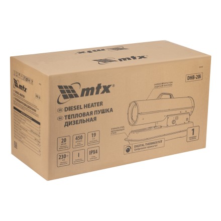Дизельная тепловая пушка MTX DHB-20i 98905, 20 кВт, 450 м3/ч, прямой нагрев, термостат купить в Уфе