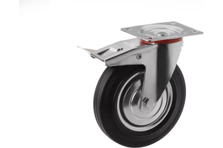 Аппаратное поворотное колесо с тормозом HITCH 100*30 резина черная SCb42 (SZ084866) купить в Уфе