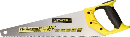Ножовка универсальная (пила) STAYER Universal 400 мм, 7 TPI, закаленный зуб, рез вдоль и поперек волокон, для средних заготовок, фанеры, ДСП, МДФ 1510-40_z01 купить в Уфе