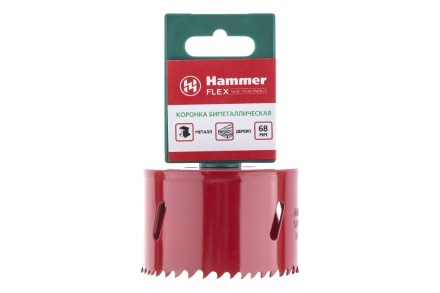 Коронка биметаллическая HAMMER Ф68х38мм 5/8&quot; BiMETALL (224-013) купить в Уфе