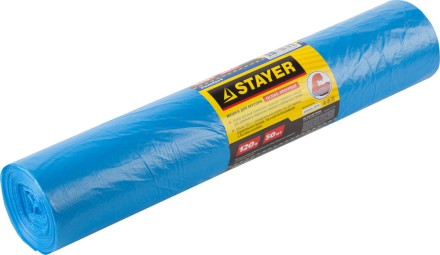 Мешки особопрочные STAYER &quot;Comfort&quot; для сбора мусора, голубые, 120л, 50шт 39156-120 купить в Уфе