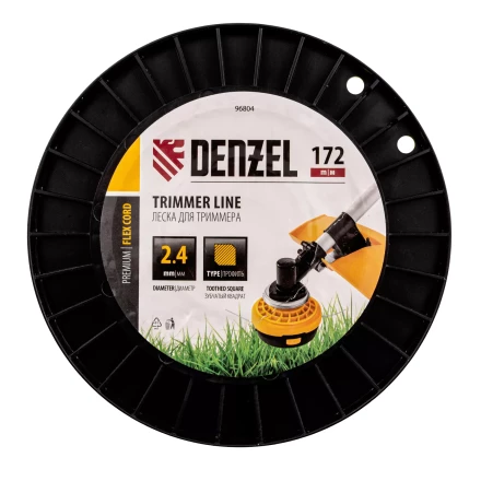 Леска для триммера зубчатый квадрат, 2,4мм х 172м, на DIN катушке FLEX CORD// Denzel 96804 купить в Уфе