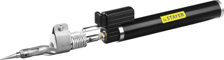 Газовая горелка STAYER &quot;PROFESSIONAL&quot;, 2в1, пьезоподжиг, регулировка пламени, 4 насадки, 1200С 55505-H6 купить в Уфе