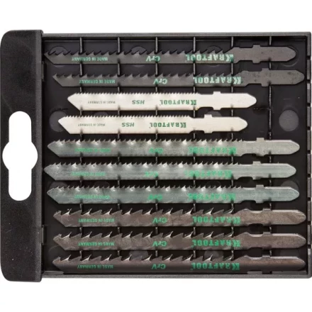 Набор KRAFTOOL Полотна для эл/лобзика, по дереву, ДСП, фанере, мягкому листовому металлу, EU-хвост., 10шт 159590-H10 купить в Уфе