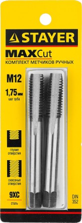 Комплект метчиков STAYER &quot;MASTER&quot;, сталь 9ХС, М12х1,75, 2 шт 28025-12-1.75-H2 купить в Уфе