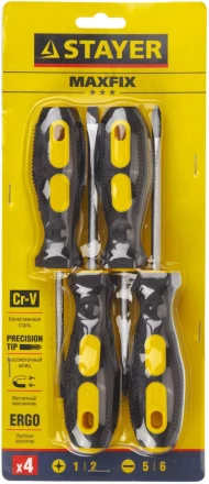 Набор STAYER &quot;MASTER&quot;: Отвертки слесарные, двухкомпонентная рукоятка, магнитный наконечник, 4шт 2513-H4_z01 купить в Уфе