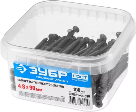 Саморезы фосфатированные с крупной резьбой, гипсокартон-дерево, ЗУБР 300031-48-090, PH2, 4,8 x 90 мм, 100 шт 300031-48-090 купить в Уфе