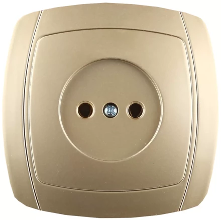 Розетка СВЕТОЗАР &quot;АКЦЕНТ&quot; одинарная в сборе, без заземления, цвет золотой металлик, 16А/~250В SV-54200-GM купить в Уфе