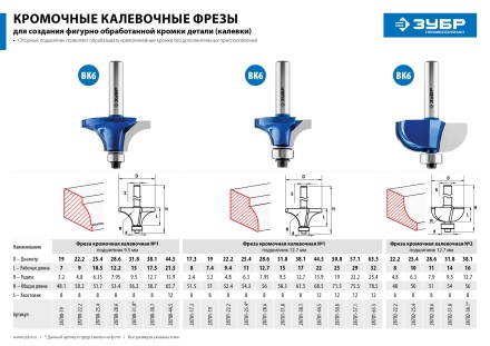 Фрезы кромочные калевочные №2 с подшипником 127мм серия ПРОФЕССИОНАЛ купить в Уфе