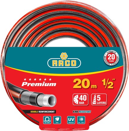 Шланг RACO &quot;PREMIUM&quot; поливочный, 40атм., армированный, 3-х слойный, 1/2&quot;х20м 40300-1/2-20 купить в Уфе