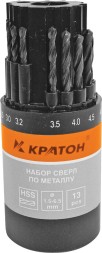 Набор сверл по мет 1,5-6,5 мм 13 шт Кратон 1 05 01 010