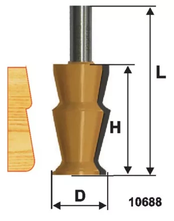 Фреза по дереву кромочная фигурная 32х57 №5 твердосплав ц/хв 12 ЭНКОР 10688 купить в Уфе