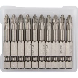 Биты "ЕХPERT" торсионные кованые, обточенные, KRAFTOOL 26123-2-50-10, Cr-Mo сталь, тип хвостовика E 1/4", PZ2, 50мм, 10шт 26123-2-50-10