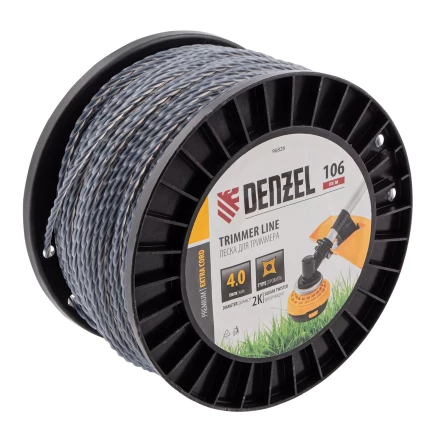 Леска для триммера двухкомпонентная витой квадрат, 4,0мм х 106м, на DIN катушке EXTRA CORD// Denzel 96826 купить в Уфе