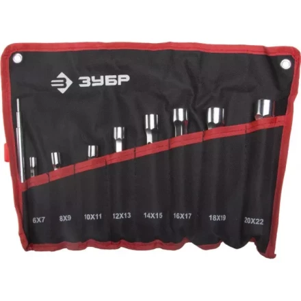Набор ЗУБР &quot;МАСТЕР&quot;: Ключи торцовые, двухсторонние, усиленные, шестигранный профиль, 6-22мм, с воротком, 9 шт 27190-H9 купить в Уфе