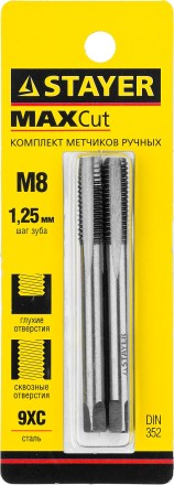 Комплект метчиков STAYER &quot;MASTER&quot;, сталь 9ХС, М8х1,25, 2 шт 28025-08-1.25-H2 купить в Уфе