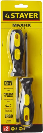 Набор STAYER &quot;MASTER&quot;: Отвертки слесарные, двухкомпонентная рукоятка, магнитный наконечник, 2 / 6мм - 100мм, 2шт 2513-H2_z01 купить в Уфе