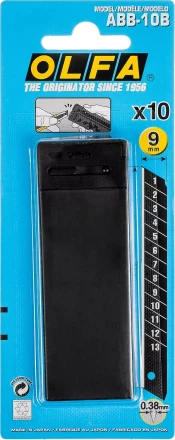 Лезвие OLFA сегментированные BLACK MAX, 9х80х0,38мм, 13 сегментов, 10шт OL-ABB-10B купить в Уфе