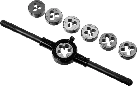 Набор плашек STAYER &quot;MASTER&quot;, плашкодержатель 1шт, плашки 7шт, 8 предметов 28015-H8_z01 купить в Уфе