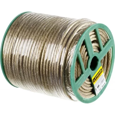 Трос стальной в полимерной оболочке, d=8,0 мм, L=100 м, STAYER Master 30410-80 30410-80 купить в Уфе