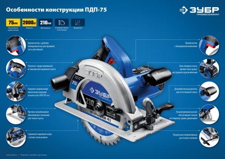 Пила циркулярная ПДП-75 серия ПРОФЕССИОНАЛ купить в Уфе