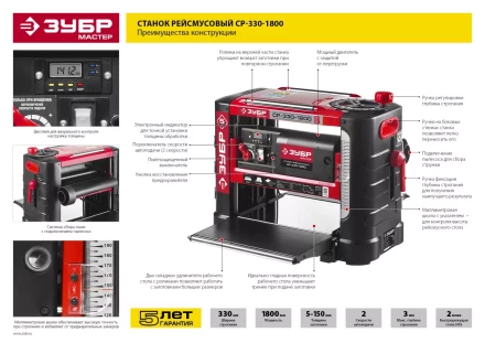 Станок рейсмусовый 2 скорости СР-330-1800 серия МАСТЕР купить в Уфе
