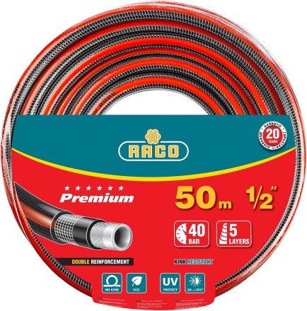 Шланг RACO &quot;PREMIUM&quot; поливочный, 40атм., армированный, 3-х слойный, 1/2&quot;х50м 40300-1/2-50 купить в Уфе