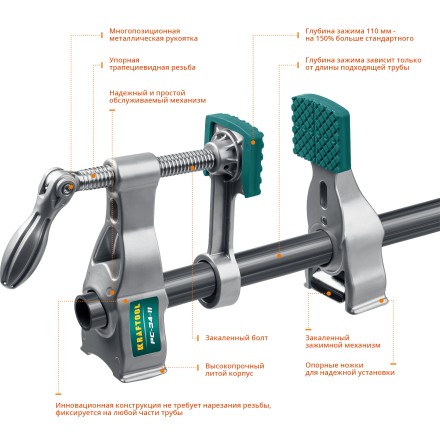 Струбцина KRAFTOOL PC-34-xx трубная 32301-2 купить в Уфе