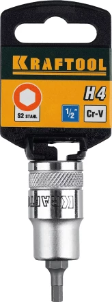 Торцовая бита-головка KRAFTOOL &quot;INDUSTRIE QUALITAT&quot;, материал S2, HEX, сатинированная, 1/2&quot;, H4 27908-04_z01 купить в Уфе