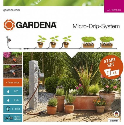 Комплект микрокапельного полива базовый с таймером GARDENA купить в Уфе