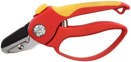 Секатор GRINDA двухкомпонентные ручки, обычный механизм, с эфесом, прямые лезвия с упорной наковальней, 205мм 8-423227_z01 купить в Уфе