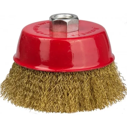 STAYER &quot;PROFESSIONAL&quot;. Щетка чашечная для УШМ, витая стальная латунированная проволока 0,3мм, 75ммхМ14 35125-075_z01 купить в Уфе