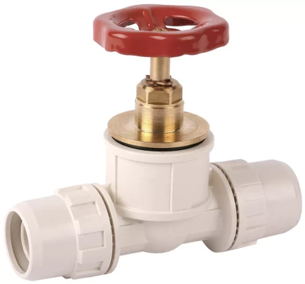 Кран ЗУБР &quot;ШиреФит&quot; запорный в сборе &quot;штуцер с гайкой - кран запорный с маховиком- штуцер с гайкой&quot;, 20мм 51571-20 купить в Уфе