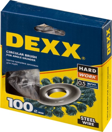 DEXX. Щетка дисковая для УШМ, жгутированная стальная проволока 0,5мм, 100ммх22мм 35100-100 купить в Уфе