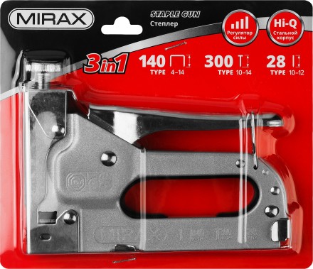 Степлер для скоб 3-в-1: тип 140 (4-14 мм) / 300 (10-14 мм) / 28 (10-12 мм), MIRAX 3146 купить в Уфе