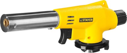 Газовая горелка &quot;MaxTerm&quot; на баллон, STAYER &quot;MASTER&quot; 55584, с пьезоподжигом, регулировка пламени, цанговое соединение, 1300С 55584 купить в Уфе