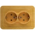Розетка СВЕТОЗАР &quot;ГАММА&quot; с заземлением, двойная, цвет ольха, 16А/~250В SV-54107-A купить в Уфе